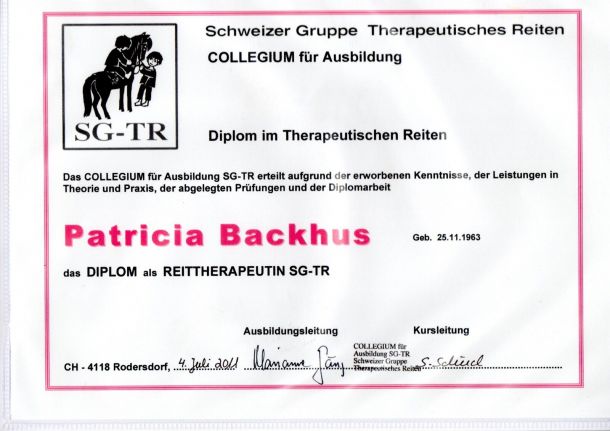 Patricia Backhus SG-TR - Therapeutisches Reiten